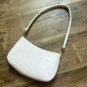 White faux, leather mini bag with gold hardware